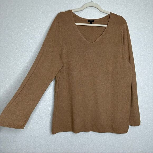 Talbots Brown V-neck Long Sleeves Knit Pull Over Sweater - Picture 2 of 10